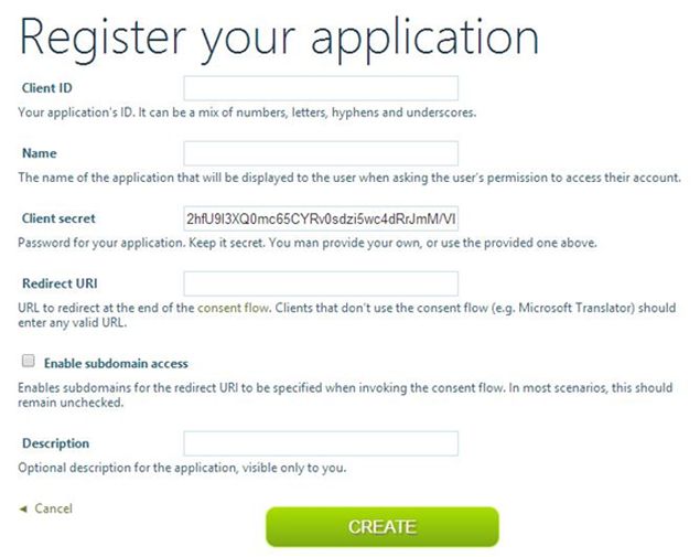 register your application
